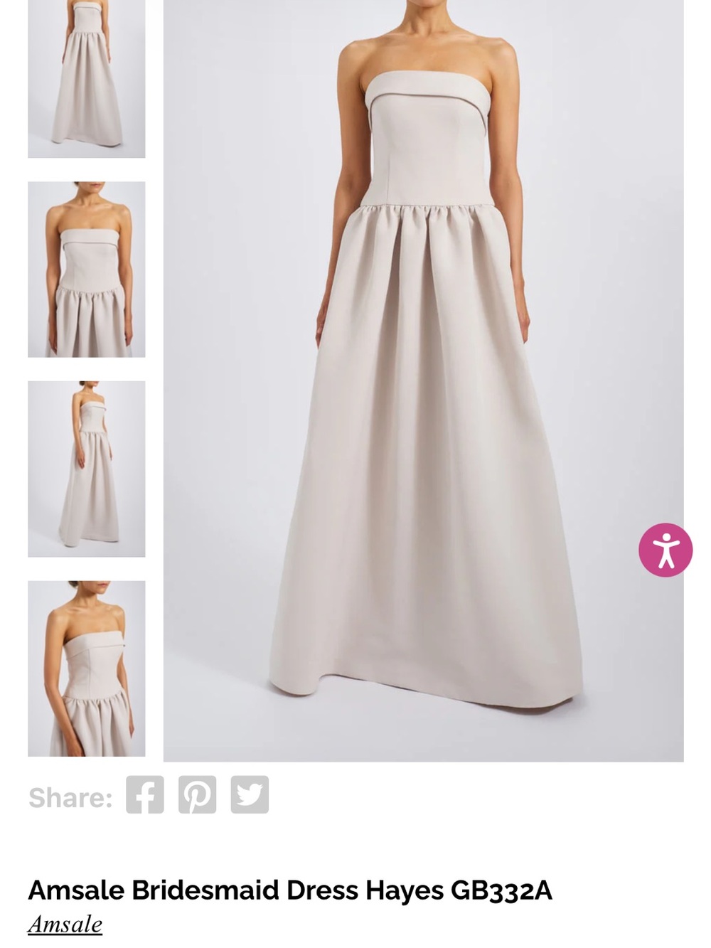 Amsale Strapless Hayes Bridesmaid Dress in white ivory